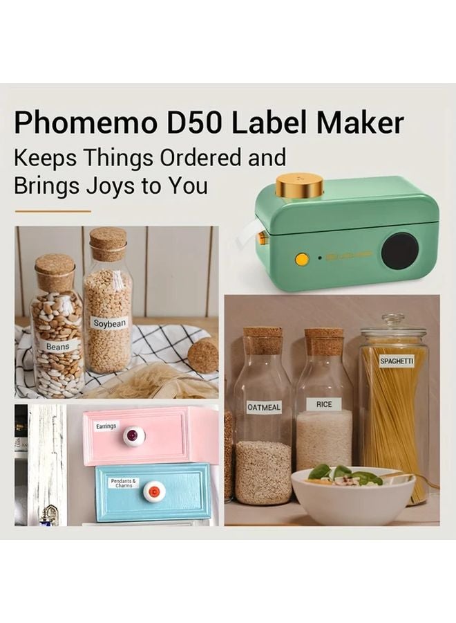 Phomemo D50 Green Label Maker Kit Portable Wireless Thermal Printer Type C Rechargeable - Image 3